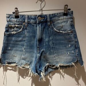 Zara Distressed Blue Jean Shorts